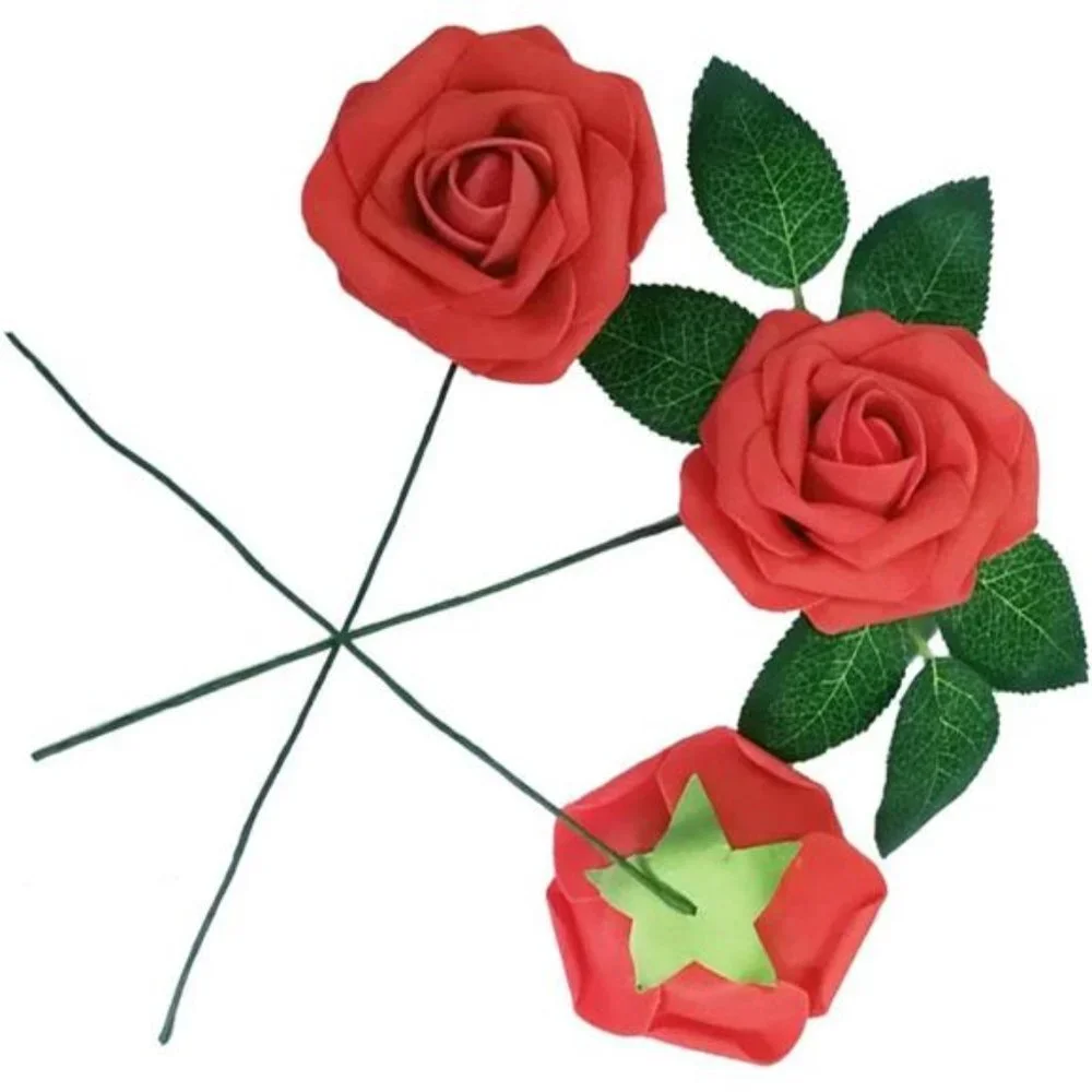 Artificial Flowers 50PCS Real Looking Coral Fake Roses with Stem